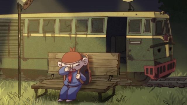 火车动画片路人视角（老火车与小男孩）(4)