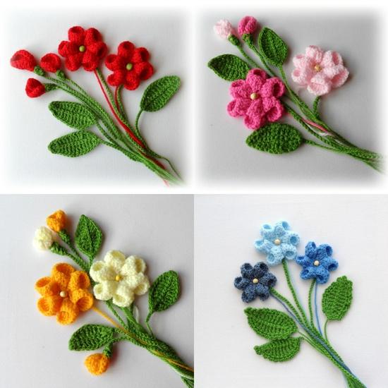 毛线钩花的各种花样图解 100款漂亮手工针织花(27)
