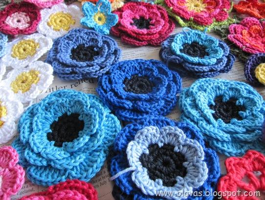 毛线钩花的各种花样图解 100款漂亮手工针织花(6)