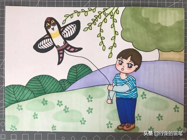儿童绘画清明节简单画（清明节绘画原创绘画）(4)