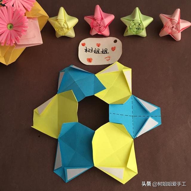 折纸灯笼需要几个圆形（4个正方形做出来的六边形流苏灯笼）(4)