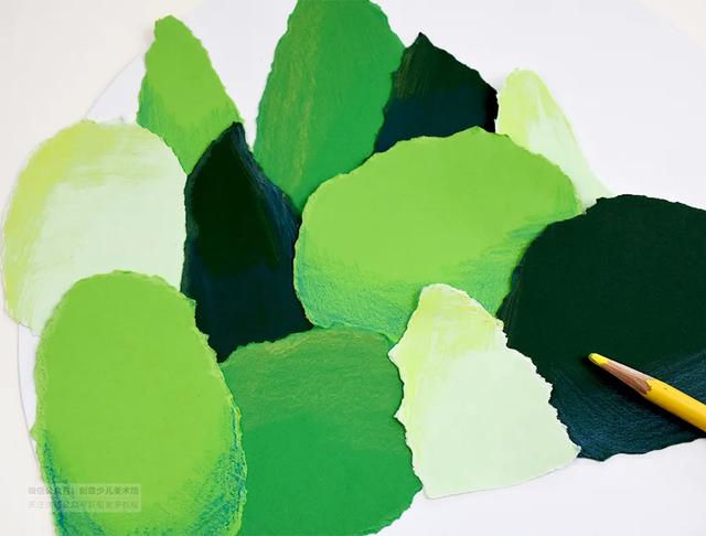 五岁儿童铅笔画秋天的风景画（色块与色调的魅力绿水青山）(6)