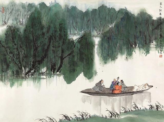 求一幅江南水乡小桥流水人家的画（他的画里有江南一艘小船）(6)
