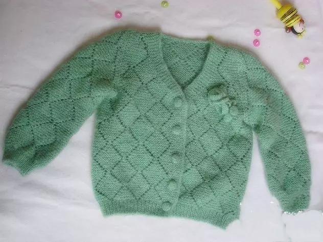 女童v领开衫毛衣编织教程完整版（从上往下的儿童v领套头毛衣和菱形开衫）
