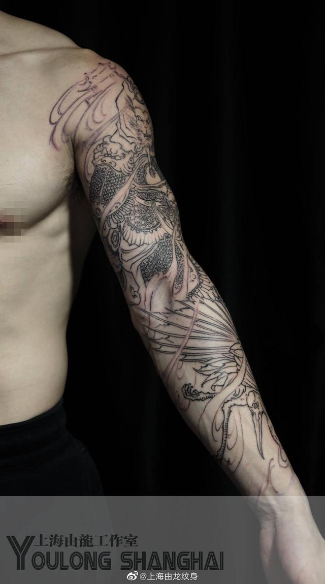孙悟空纹身手稿大臂（由龙纹身近期作品大臂孙悟空纹身图案制作流程）(9)
