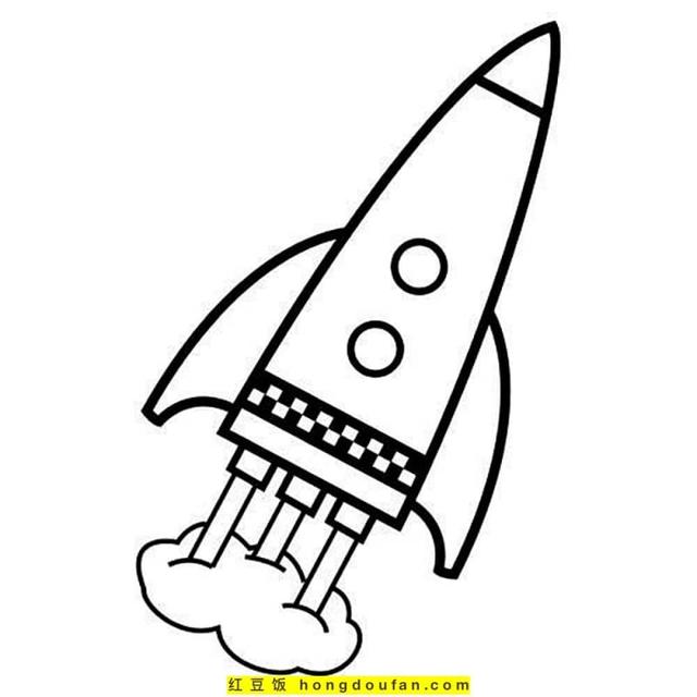 如何画正在飞行的宇宙飞船简笔画（14张令人震撼的太空飞船火箭发射卡通涂色简笔画）(8)