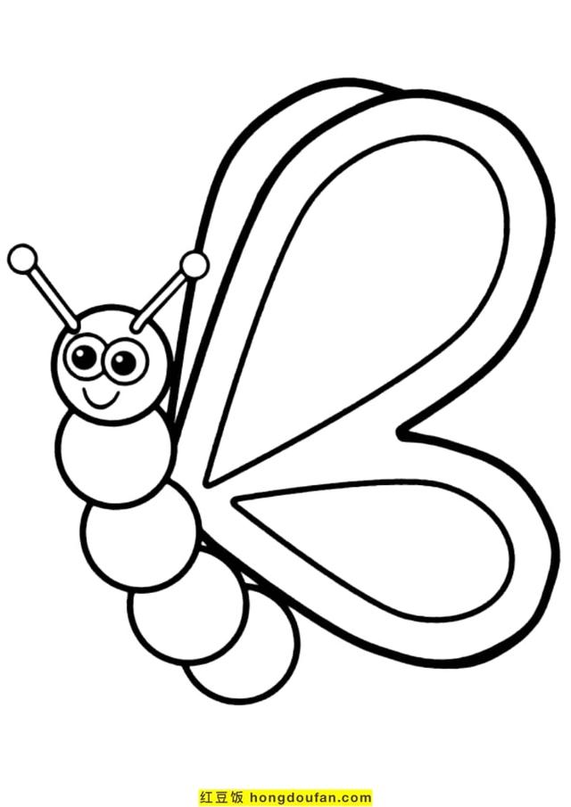 小蝴蝶的简笔画美丽可爱（10张迷人美丽的可爱小蝴蝶卡通涂色简笔画）(7)