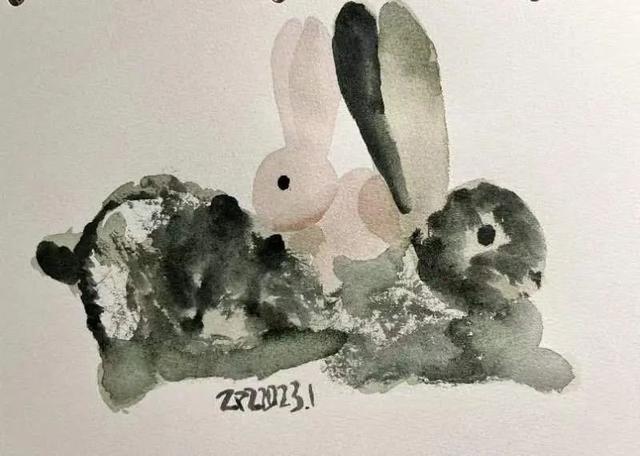 麋鹿天空油画作品（北方油画院新年画兔作品在线欣赏）(13)