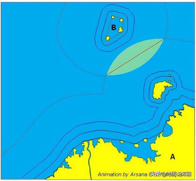 海洋法公约海域划分示意简图：国际海洋划界判例中的相关海岸和相关区域确定标准(1)