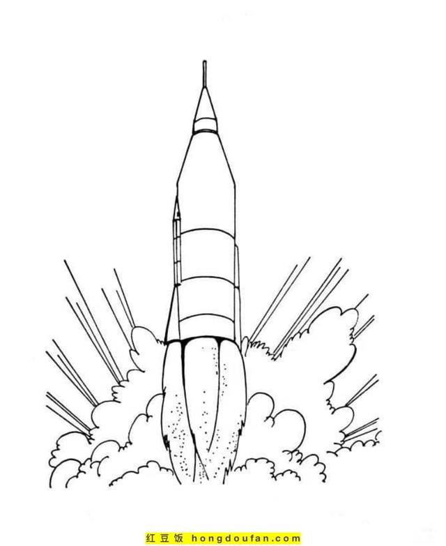 如何画正在飞行的宇宙飞船简笔画（14张令人震撼的太空飞船火箭发射卡通涂色简笔画）(12)