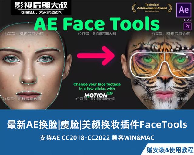 最新AE换脸瘦脸美颜换妆插件FaceTools（最新AE换脸瘦脸美颜换妆插件FaceTools）