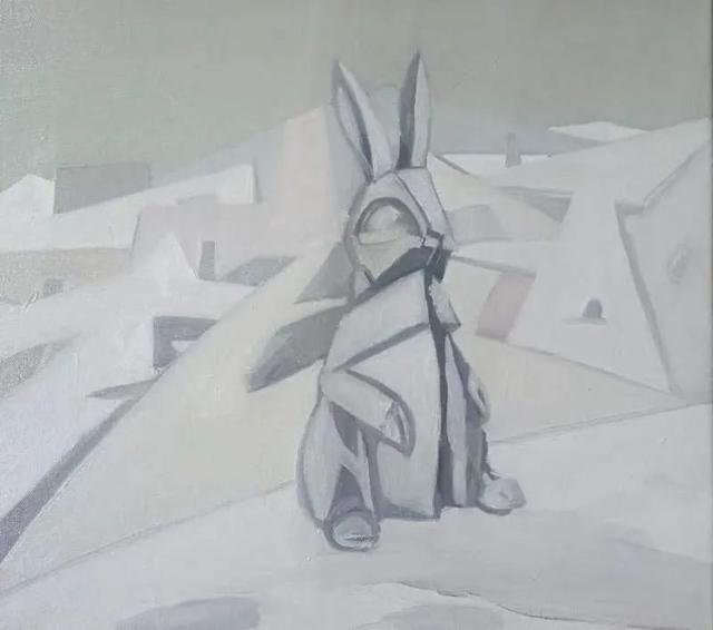 麋鹿天空油画作品（北方油画院新年画兔作品在线欣赏）(79)