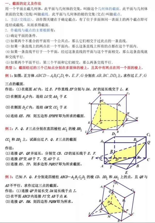 高中数学立体几何截面问题（立体几何中的截面问题）(1)