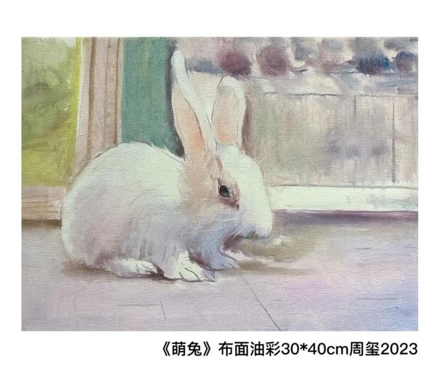 麋鹿天空油画作品（北方油画院新年画兔作品在线欣赏）(78)