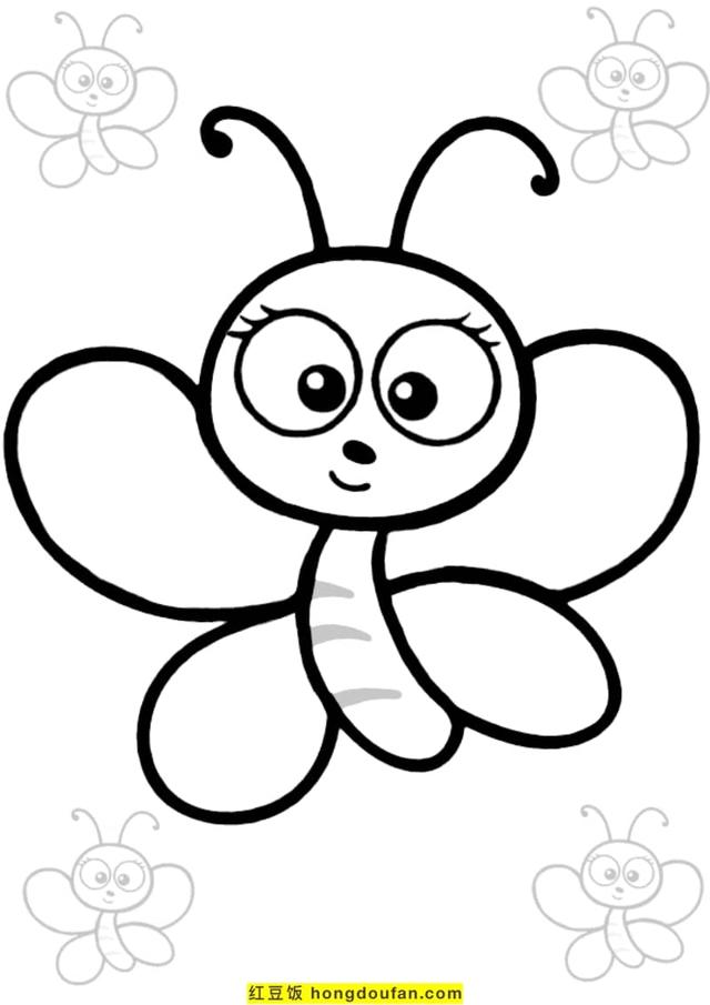 小蝴蝶的简笔画美丽可爱（10张迷人美丽的可爱小蝴蝶卡通涂色简笔画）(9)