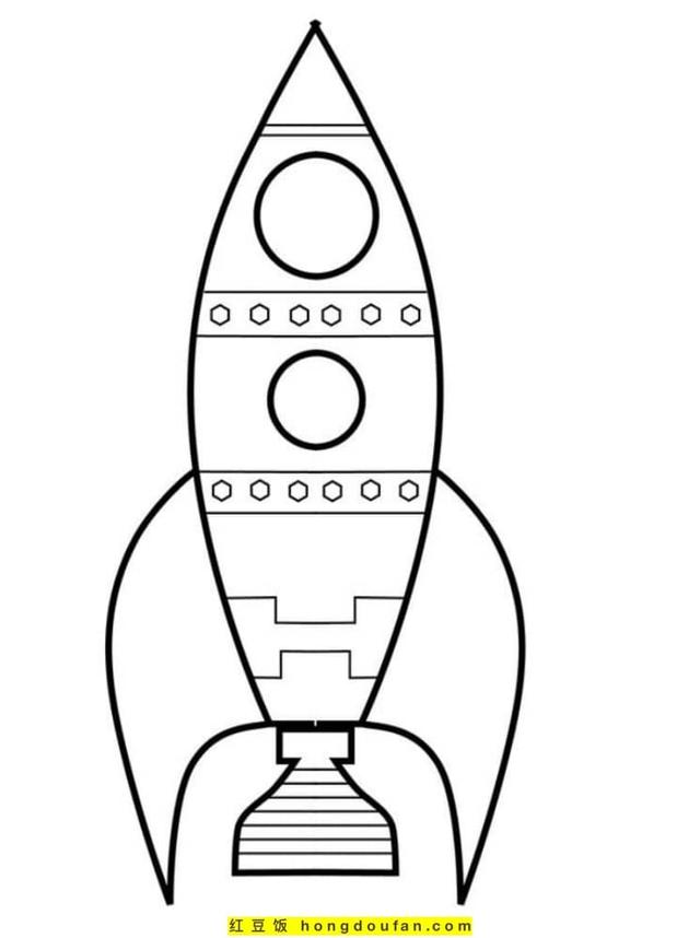 如何画正在飞行的宇宙飞船简笔画（14张令人震撼的太空飞船火箭发射卡通涂色简笔画）(7)