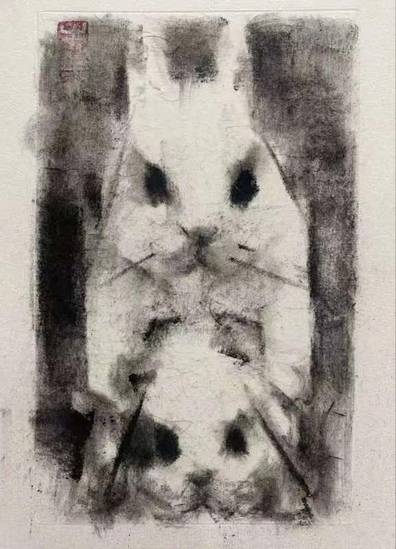 麋鹿天空油画作品（北方油画院新年画兔作品在线欣赏）(73)