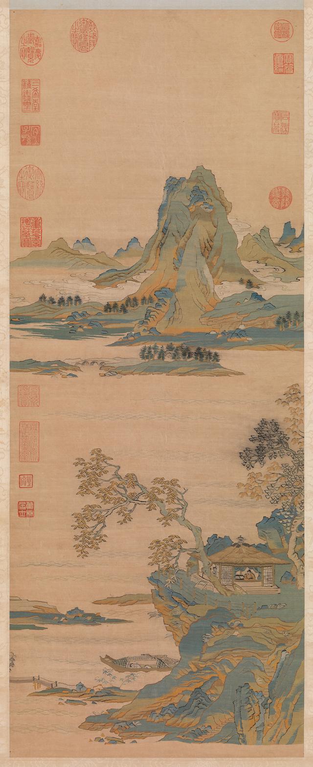 老广东刺绣画 缂绣里的山水人物