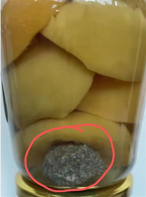 黄桃罐头上面有白色泡沫可以吃吗（黄桃罐头内含有石头）(1)
